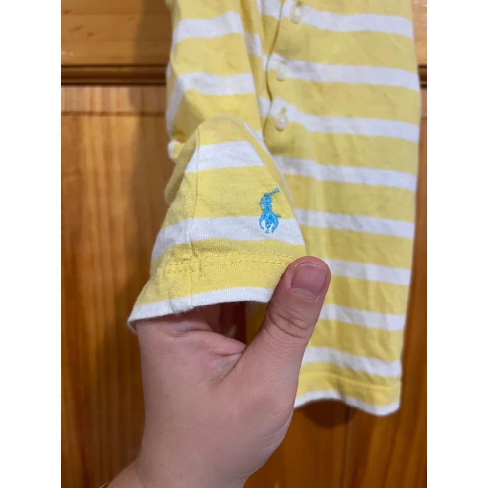 Ralph Lauren Toddler Girl Tank Top 3T Yellow White Striped Sleeveless Polo Logo